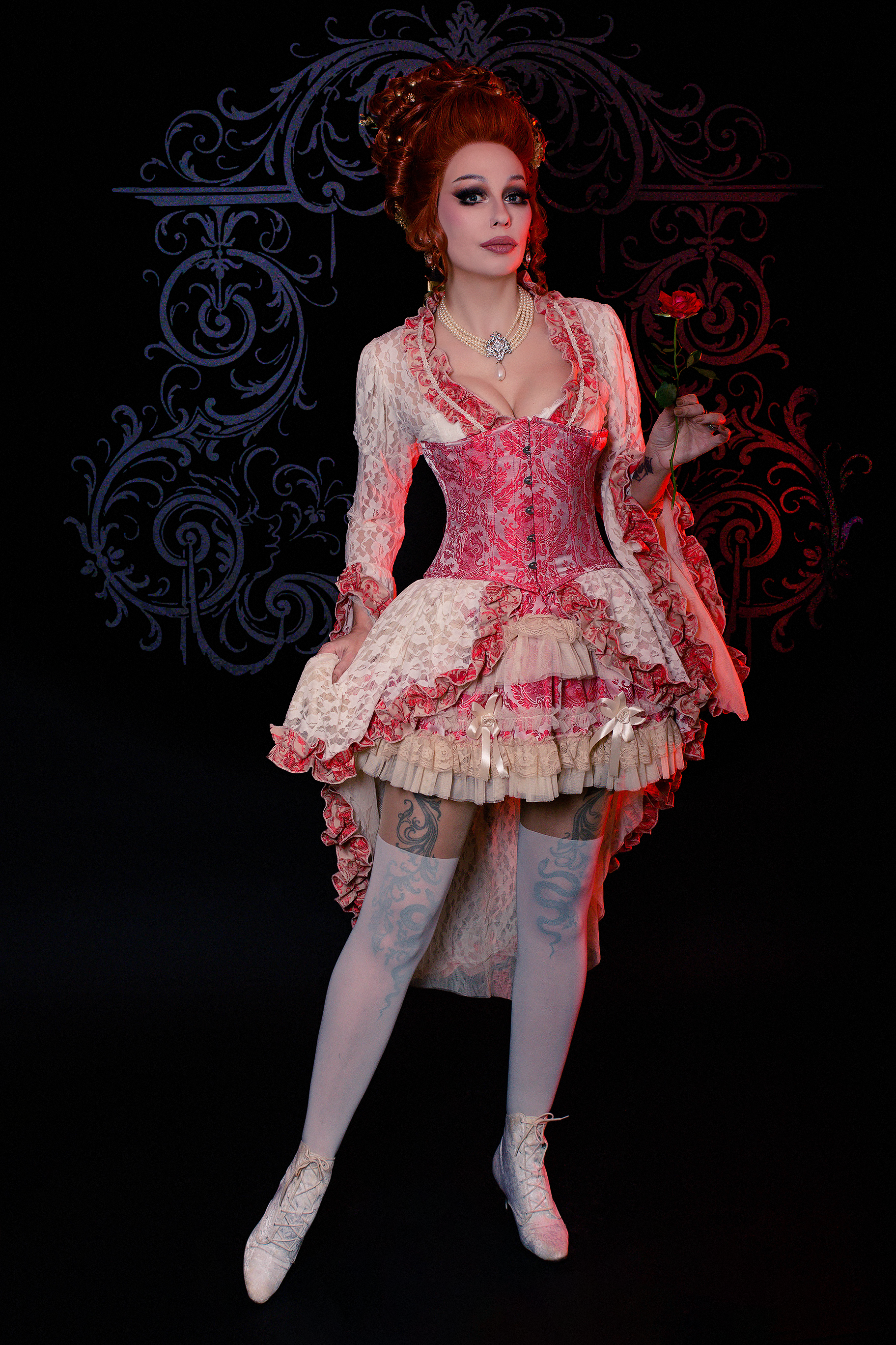 Lolita mini skirt turquoise cream king brocade cream lace | thumbnail | 