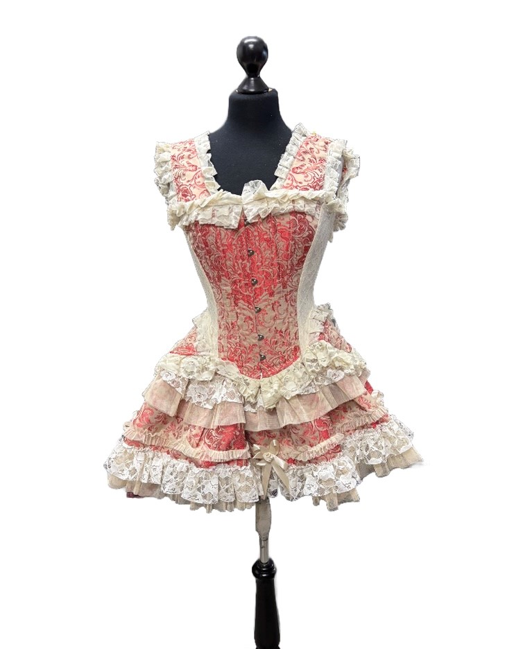 Lolita mini skirt turquoise cream king brocade cream lace | thumbnail | 