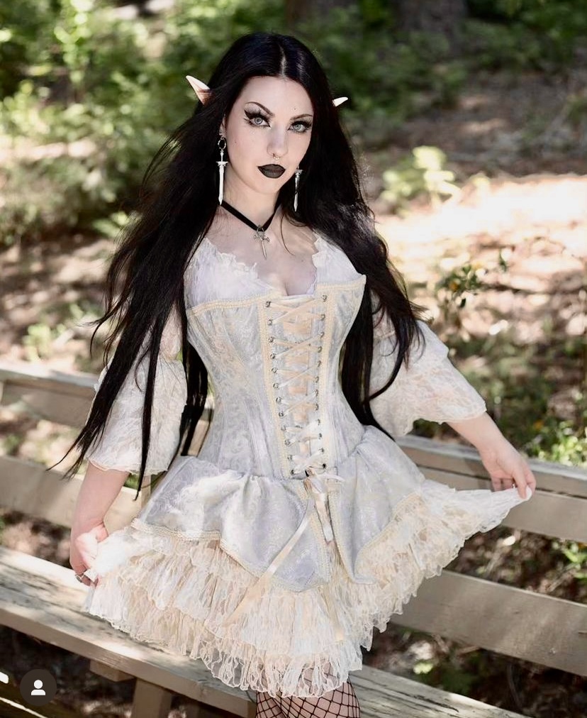 Vienna dress baby blue king brocade cream lace details | thumbnail | 