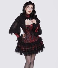 Lolita mini dress in red king brocade  | Color :Red (0)