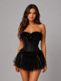 Candice dress in black king brocade  | Color :Black (0)