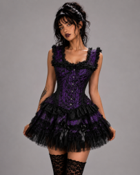 Duchess overbust in purple king brocade  | Color :Blk/Pur (0)