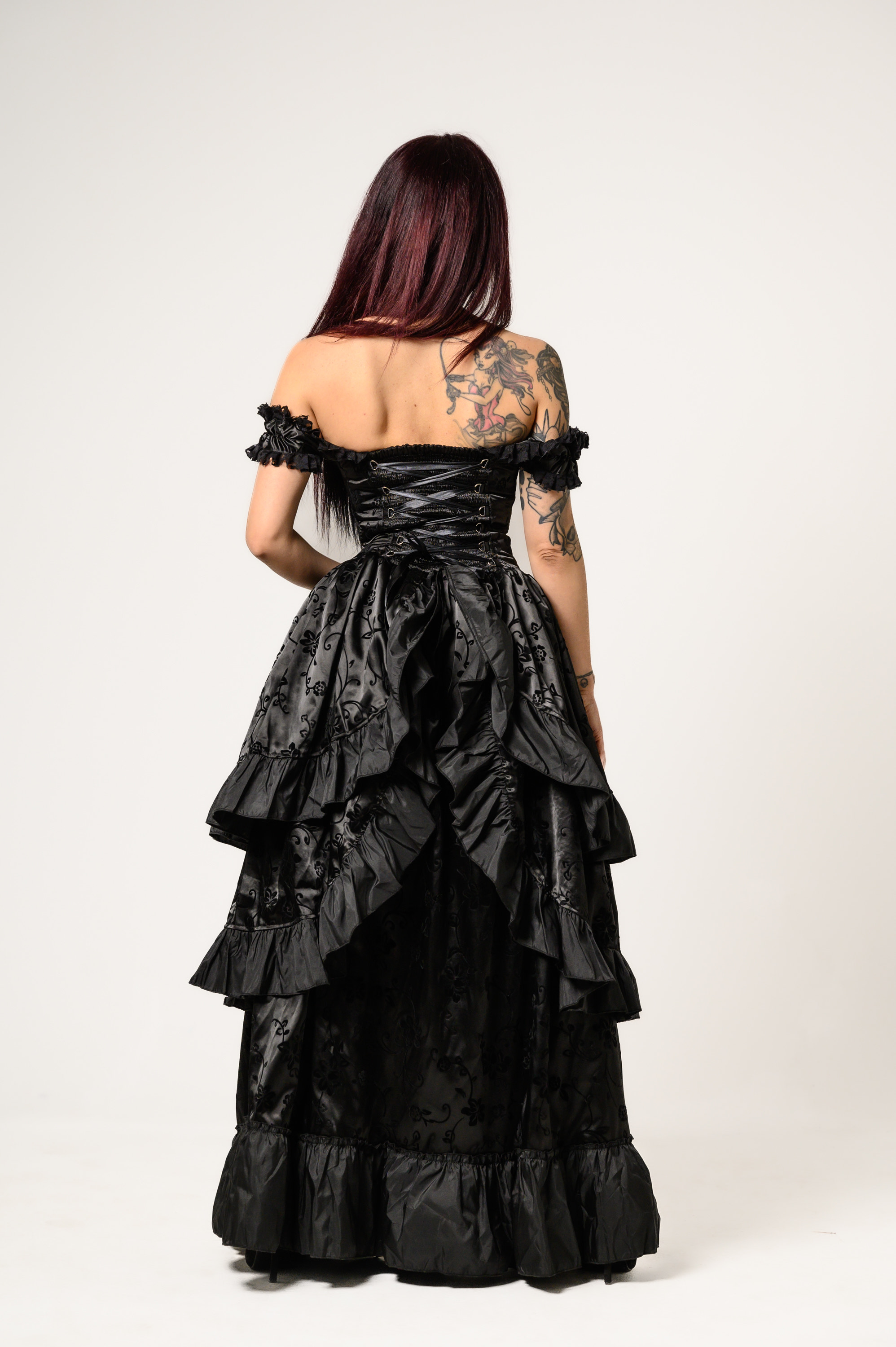 Sheena dress black satin flock black taffeta | thumbnail | 