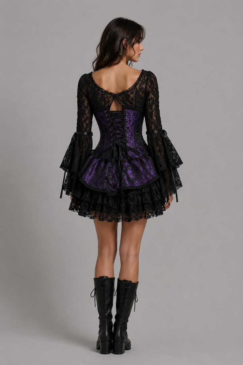 Vienna dress in purple king brocade | thumbnail | 