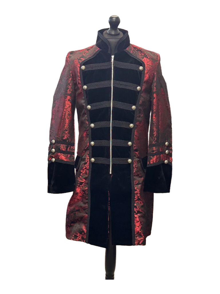 Drake men's coat in red king brocade  | thumbnail | 