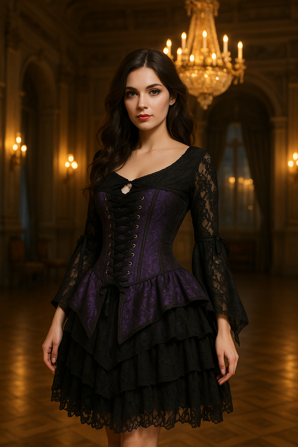 Vienna dress in purple king brocade | thumbnail | 