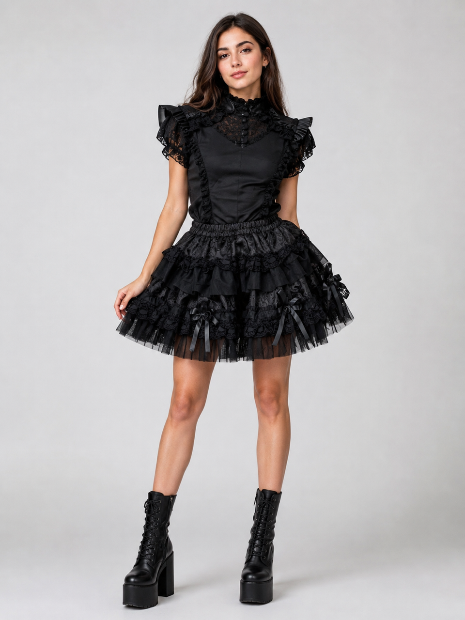 Lolita mini skirt in black king black lace | thumbnail | 