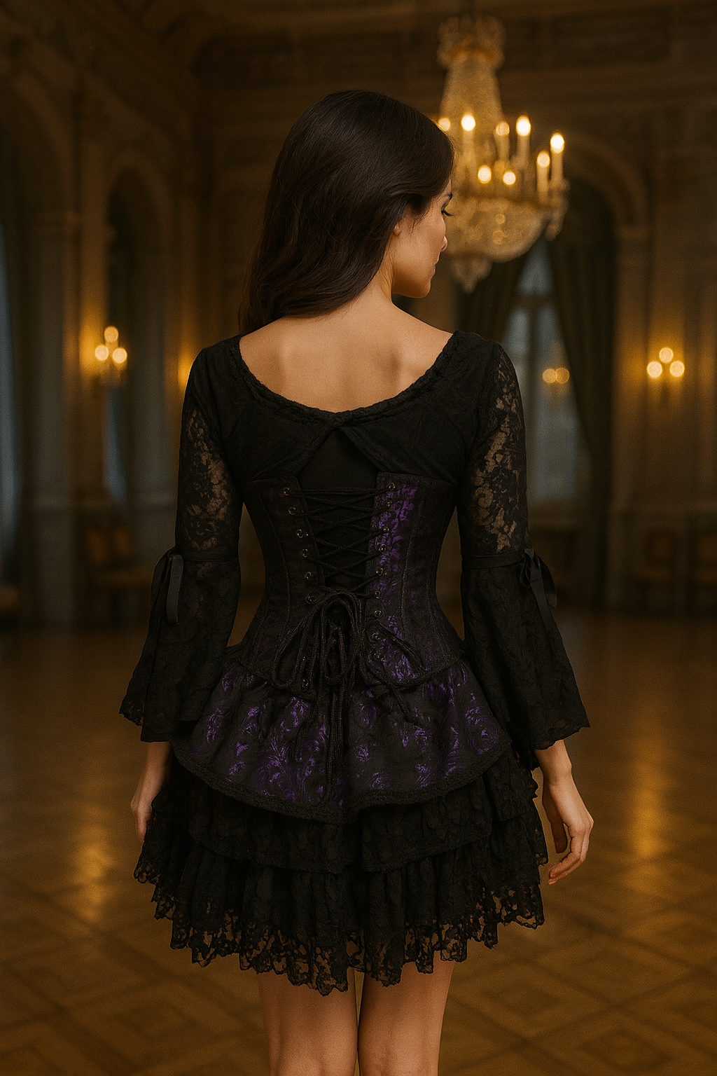 Vienna dress in purple king brocade | thumbnail | 