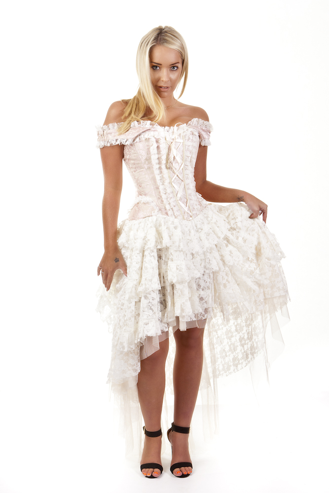 Ophelie dress in baby pink king brocade | thumbnail | 