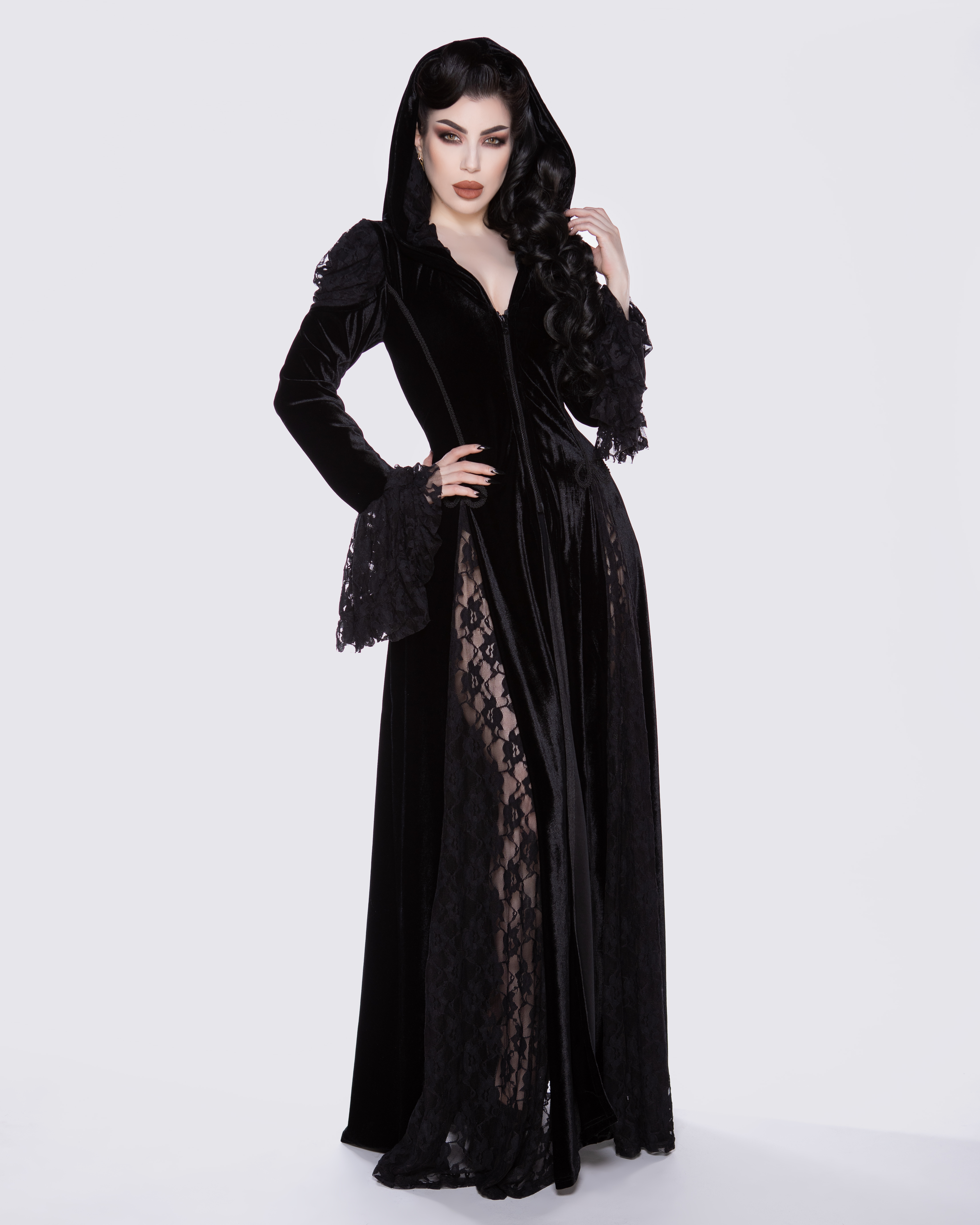 Danika dress black velvet black lace  | thumbnail | 