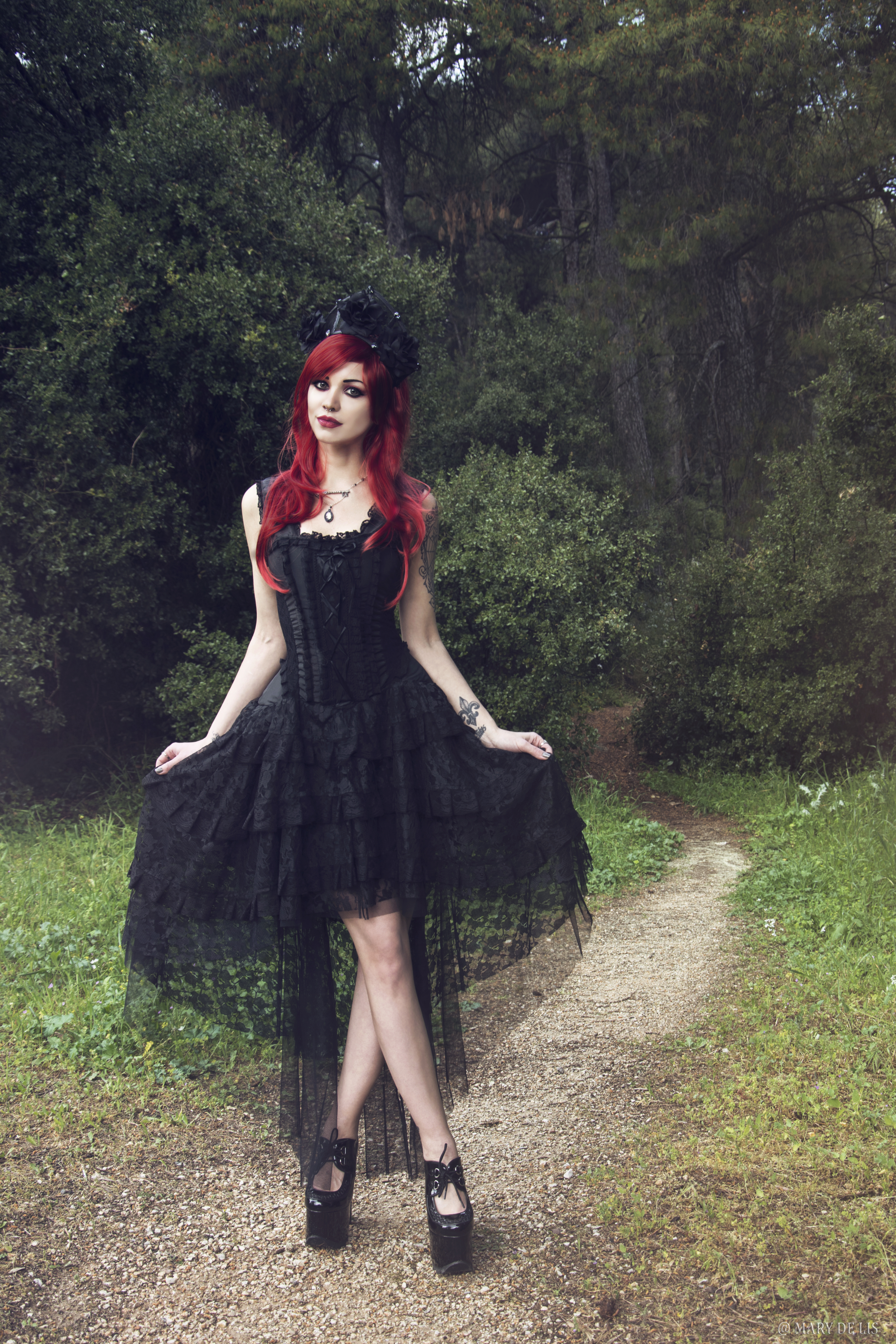 Ophelie corset dress in black taffeta | thumbnail | 