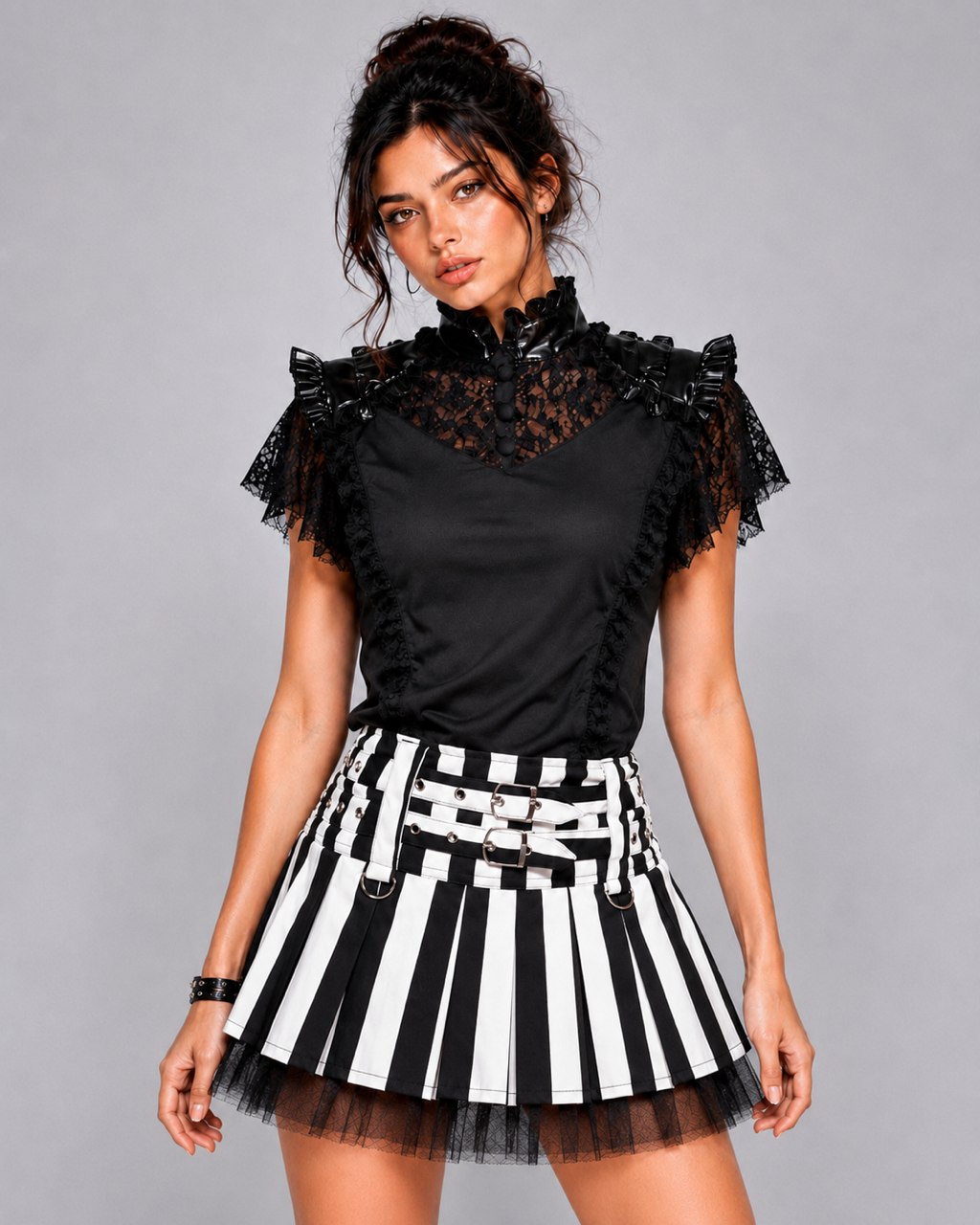Lucy skirt black white stripe cotton | thumbnail | 