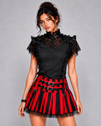 Lucy skirt black red stripe. | Color :Black (0)