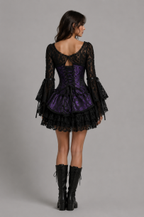 Vienna dress in purple king brocade. | Color :purple/black (1)