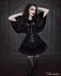 Morgana underbust in black velvet flock | Color :Blk/Blk (0)