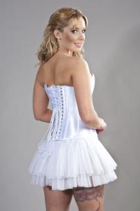 Elegant overbust corset in white satin | Color :White (1)