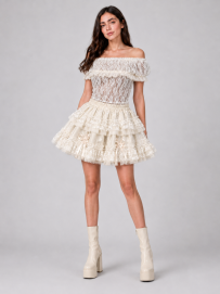 Lolita mini skirt cream king brocade cream lace | Color :cream (0)