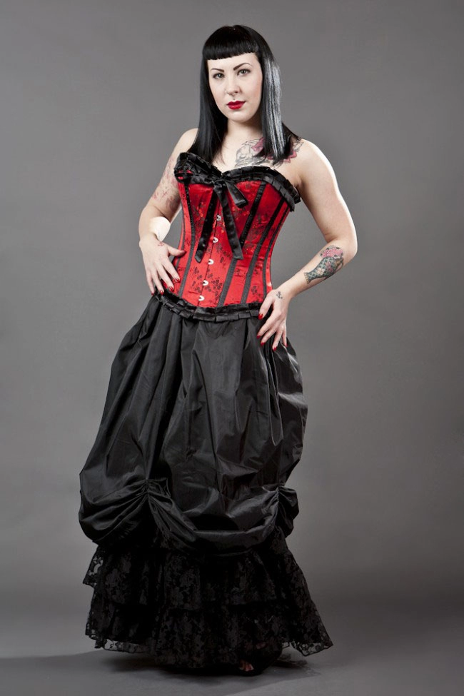 Alexandra victorian maxi skirt in burgundy taffeta | thumbnail | 