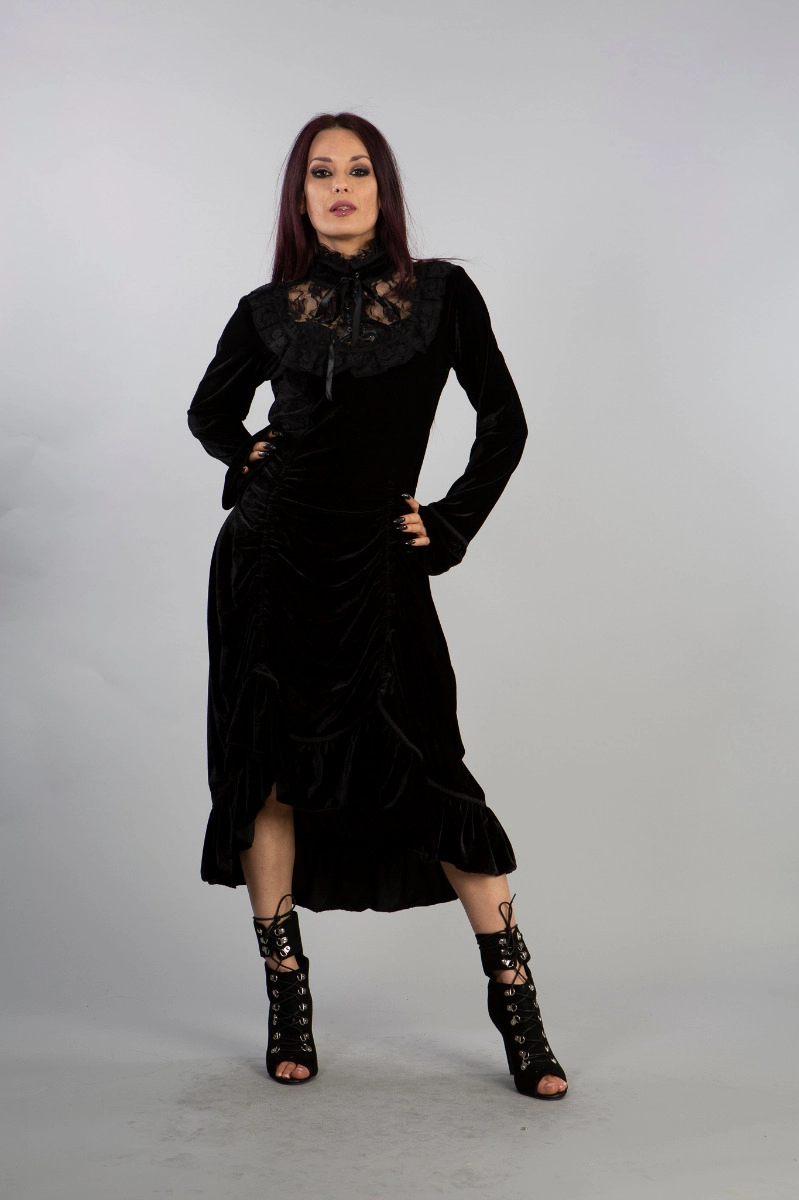 Lolita mini skirt in red fleur de Lys black lace | thumbnail | 