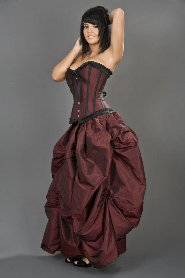 Ballgown maxi victorian skirt in red taffeta | thumbnail | 
