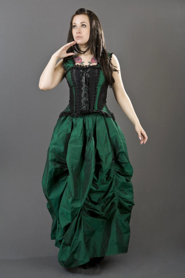 Ballgown maxi victorian skirt in red taffeta | thumbnail | 