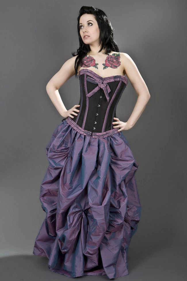 Ballgown maxi victorian skirt in red taffeta | thumbnail | 