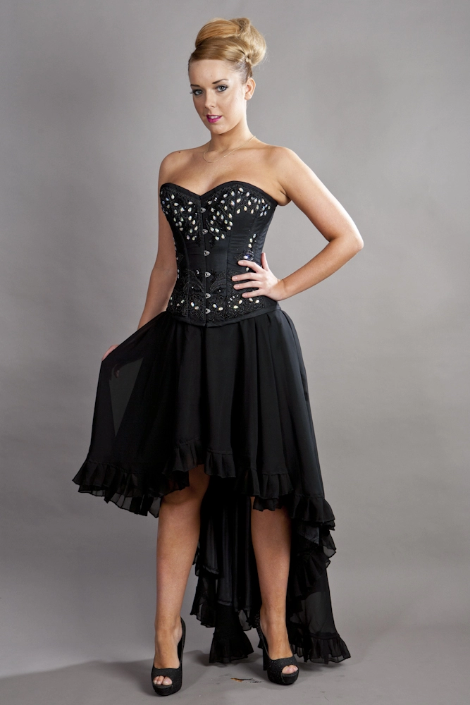 Glamour overbust red velvet white ribbon | thumbnail | 