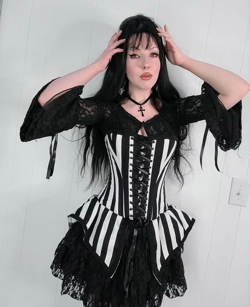 Vienna dress black and white stripe cotton. | thumbnail | 