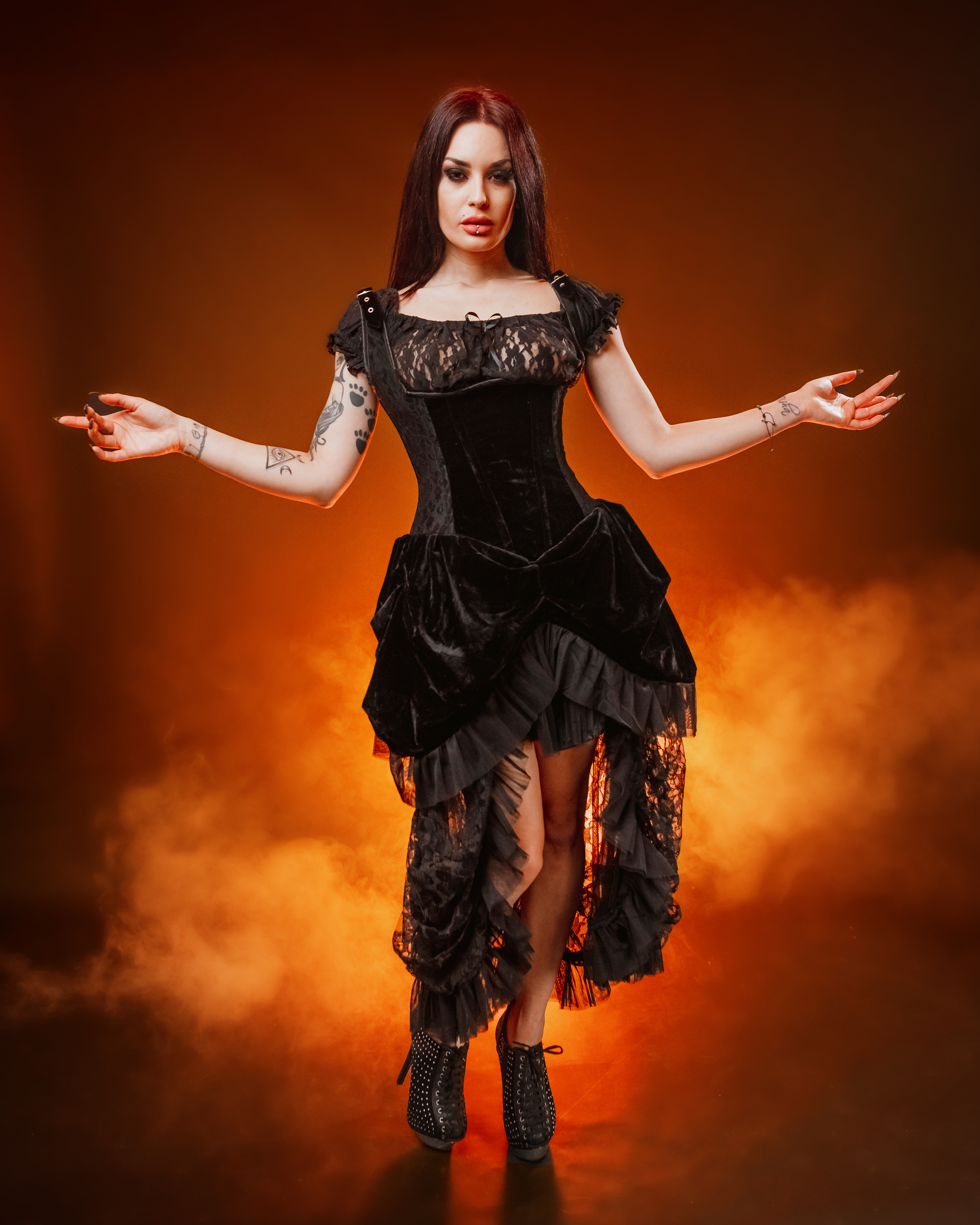 Shelly dress black velvet flock | thumbnail | 