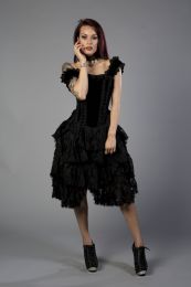 Sophia knee length burlesque corset dress in black king brocade