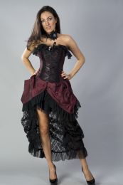 Elizabeth vintage corset dress in burgundy taffeta