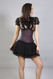 Candy underbust steel boned waist training corset in magenta brocade