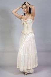 Rara long victorian skirt cream in cotton and cream mesh overlay