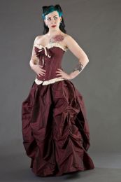 bijou overbust burlesque corset in burgundy taffeta