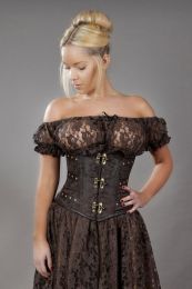 c-lock steampunk underbust corset in brown king brocade-back