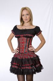 Candy underbust steel boned waist training corset in red tartan