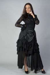 Catriana steampunk skirt in black taffeta 
