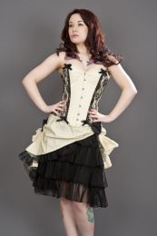 Chantelle overbust steel boned corset in cream taffeta