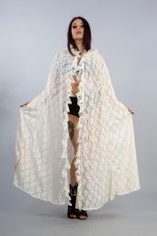Cherryl Hooded Cape in Black Lace and Red Mesh Lining