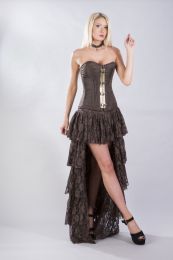 Vintage overbust corset in brown stripe brocade