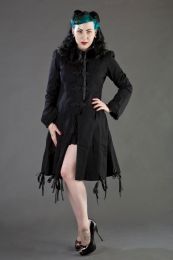 Elizabeth ladies gothic coat with hood in black twill