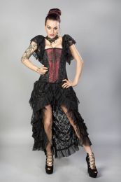 Emily overbust burlesque corset in red king brocade