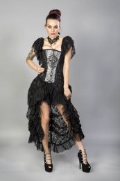 Elvira long victorian goth skirt in black king and black lace underlay