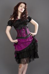 Lily overbust steel boned corset in red taffeta