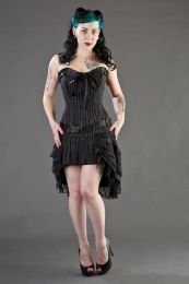 Lily zip overbust burlesque corset in pinstripe
