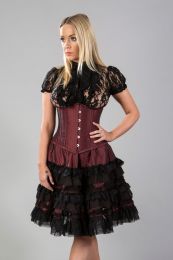 Lolita knee length burlesque skirt in burgundy taffeta 