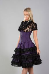 Lolita knee length burlesque skirt in purple taffeta 