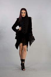 Maureen Ladies Jacket in Black Velvet Flock