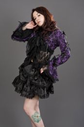 Melissa gothic bolero jacket in purple cotton and black lace overlay