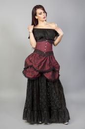 Amanda underbust steel boned corset in burgundy taffeta 